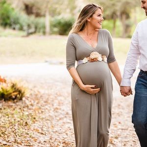 Green/grey maternity dress, Size Small